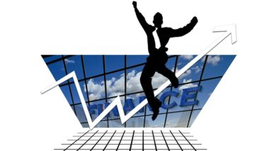 Man jumping for Finance
